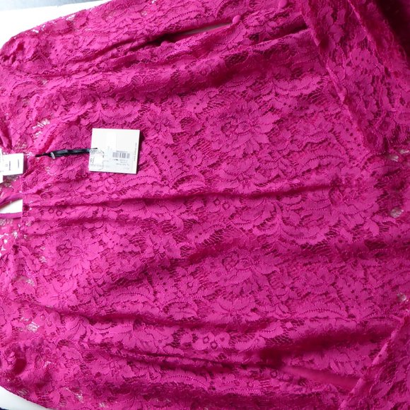 Milly Dressy 2 Piece Ivy Lace Blouse with Camisole Top Fuschia Pink USA Size 8 - Picture 8 of 10